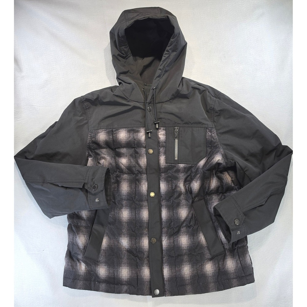 Pendleton Gorpcore Plaid Down Puffer Hooded Jacket Large Rugged Heritage Black